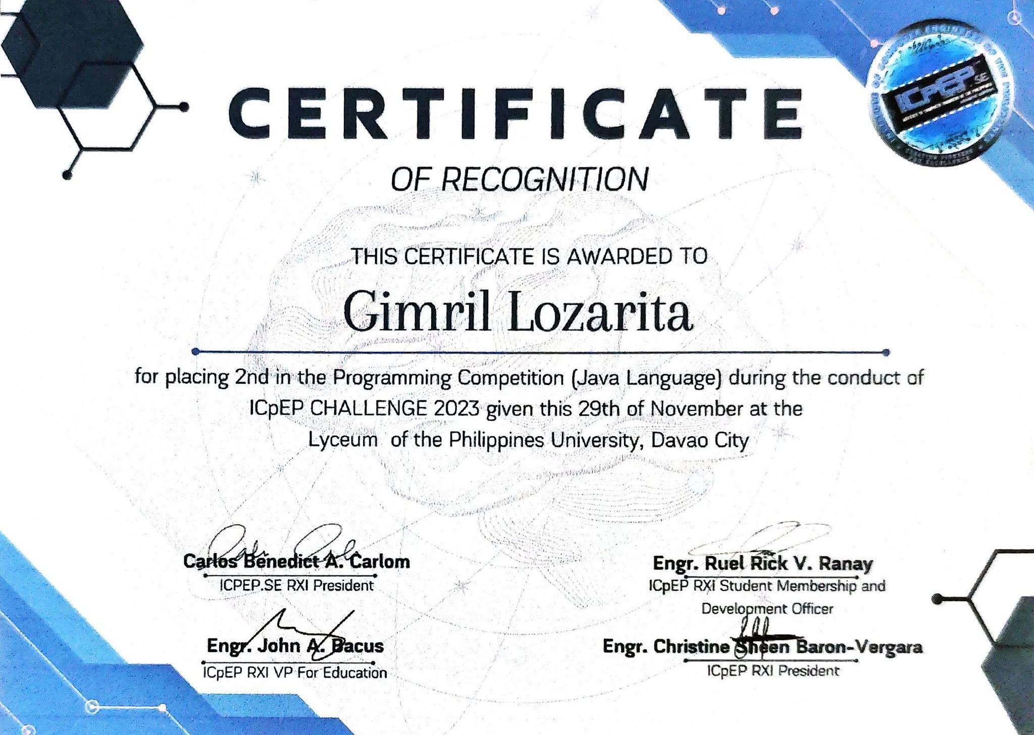 CPE Programming Competition Award