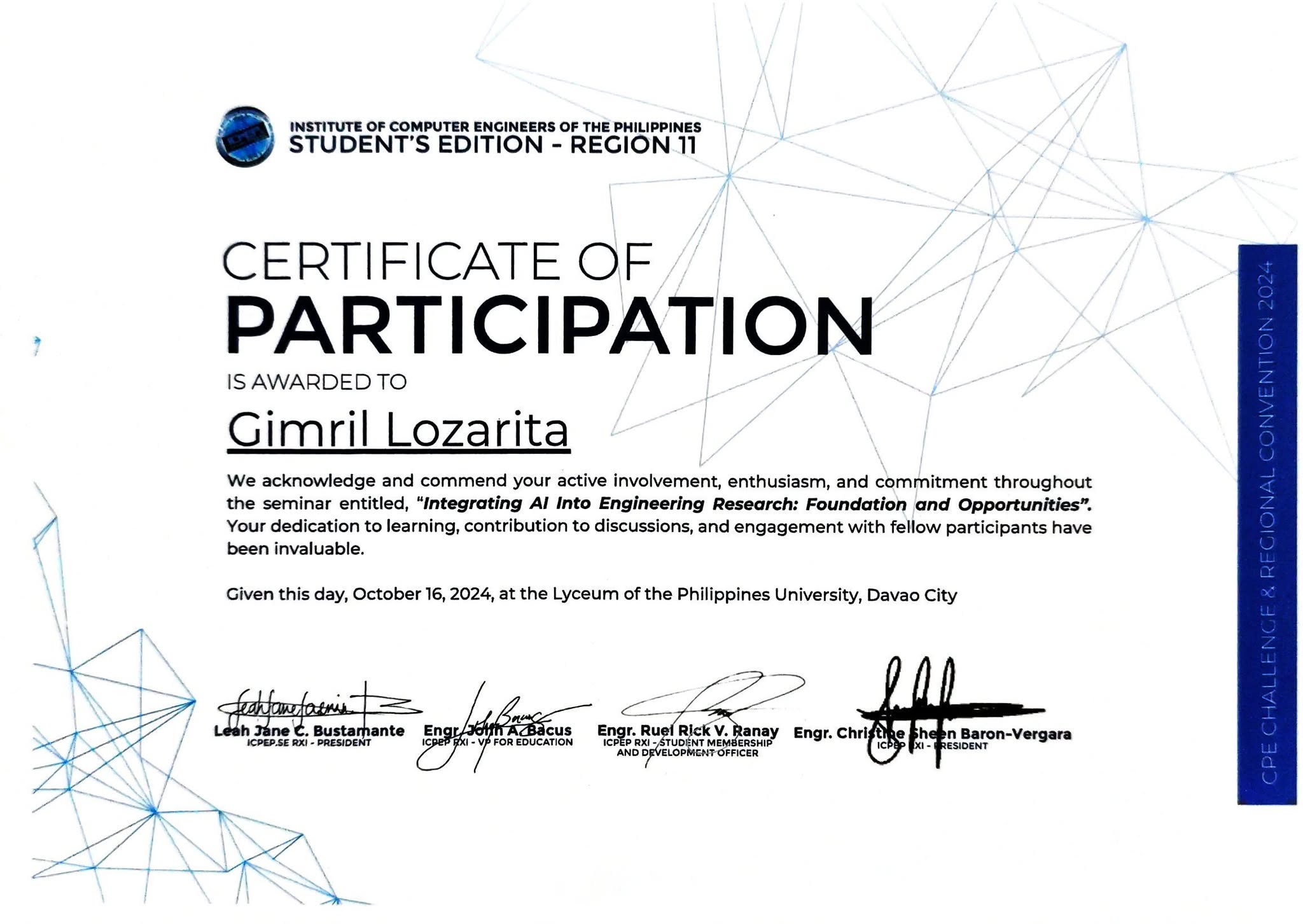CPE Challenge Certificate